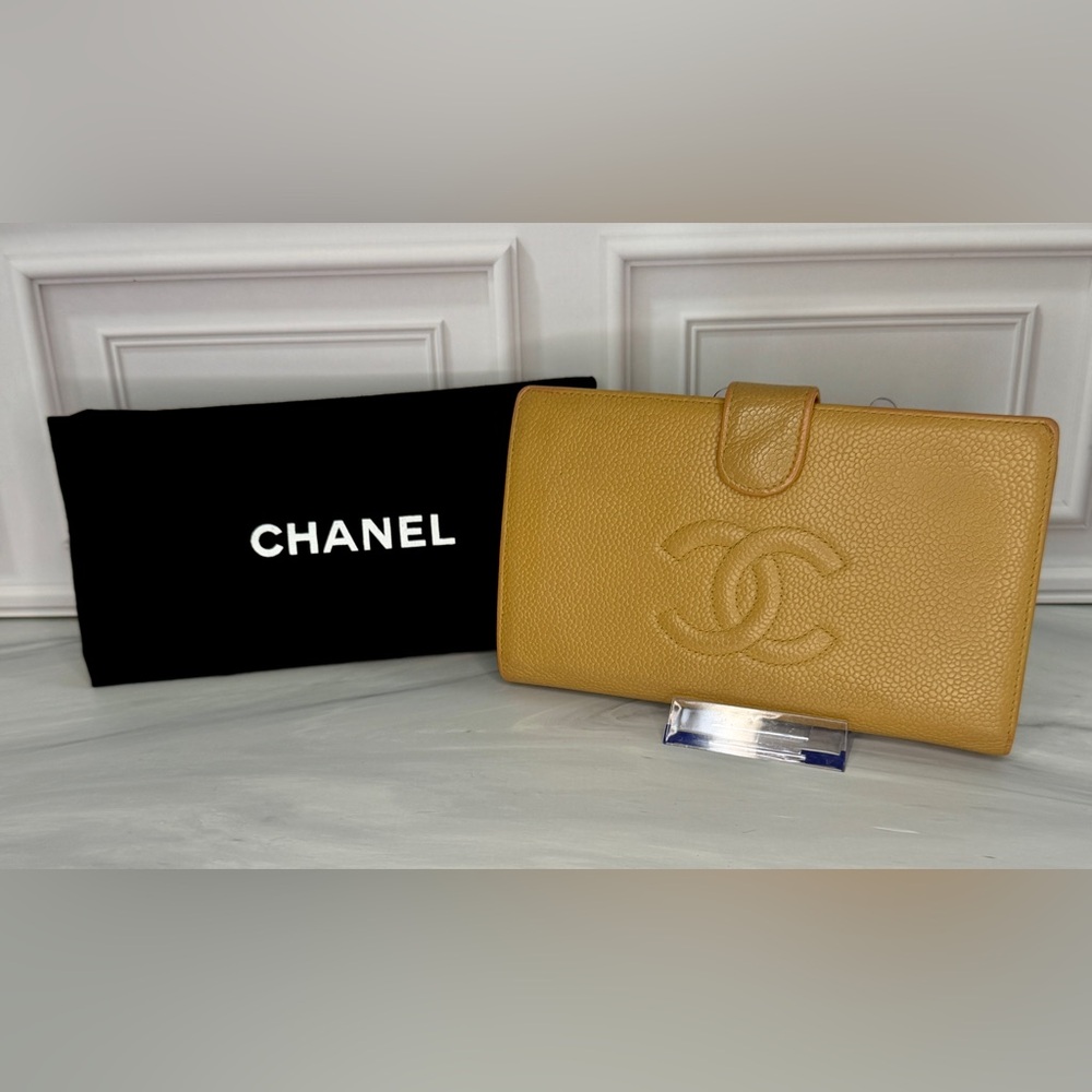 Chanel Mustard Yellow Caviar Leather Long Wallet – CC Logo | Authentic - Picture 3 of 12